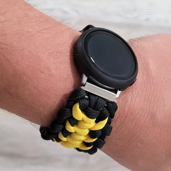 Black and Yellow Paracord  20mm Watch Band / Strap