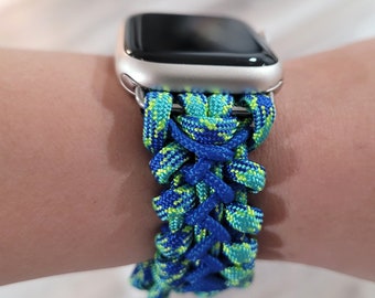 Royal Blue and Aqua Paracord Apple Watch Band