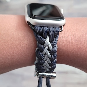 Adjustable Navy and Gray Paracord Apple Watch Band
