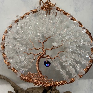 Bare copper wire; Quartz crystal; Swarovski heart