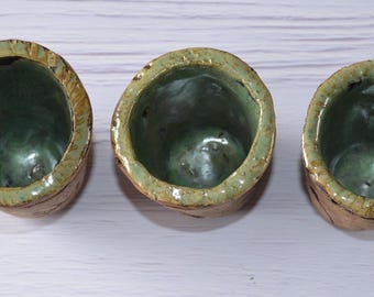 Handmade Stoneware Cup Set: Buttercup & Oak Leaf Design