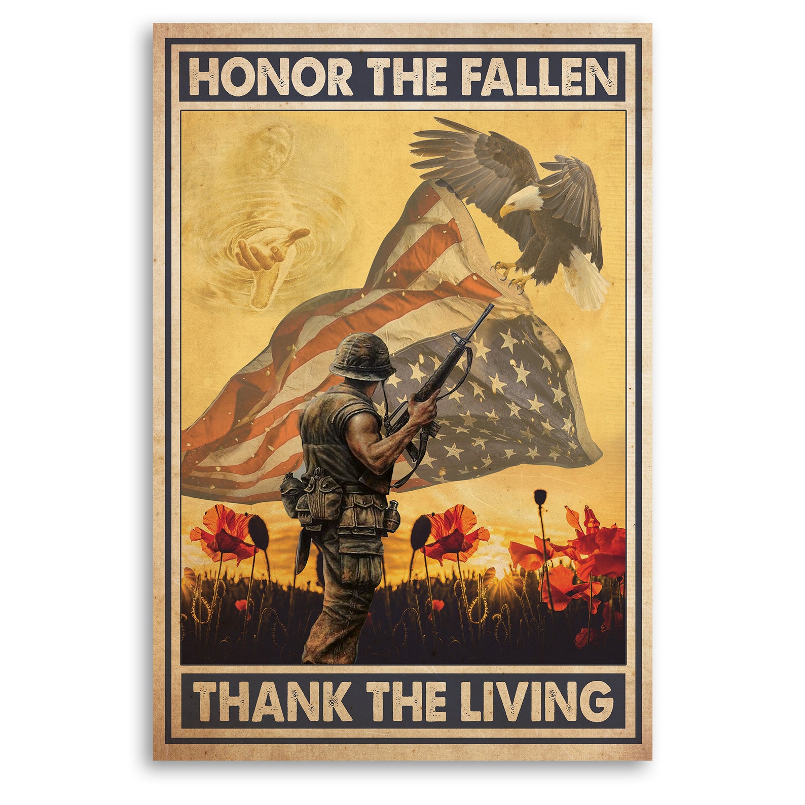 Honor The Fallen Thank The Living Poster Cartel veterano | Etsy