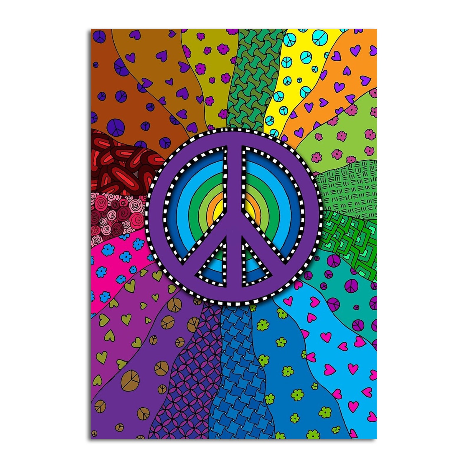 Peace Hippie Poster Wall Decor Poster Living Room Etsy