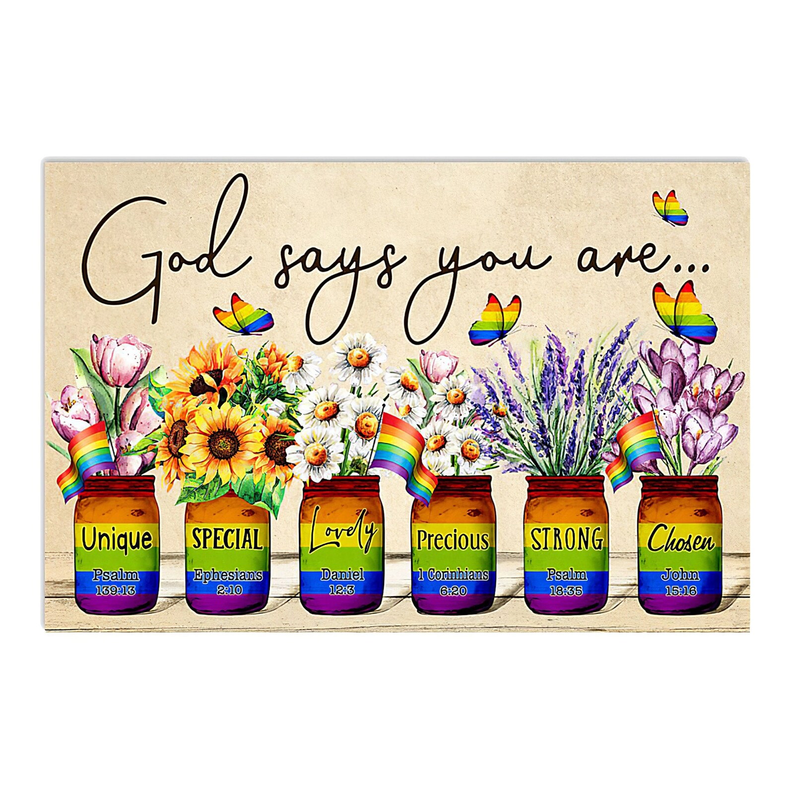 LGBT God Says You Are Horizontal Poster Pride Flags Lgbt Wall Etsy