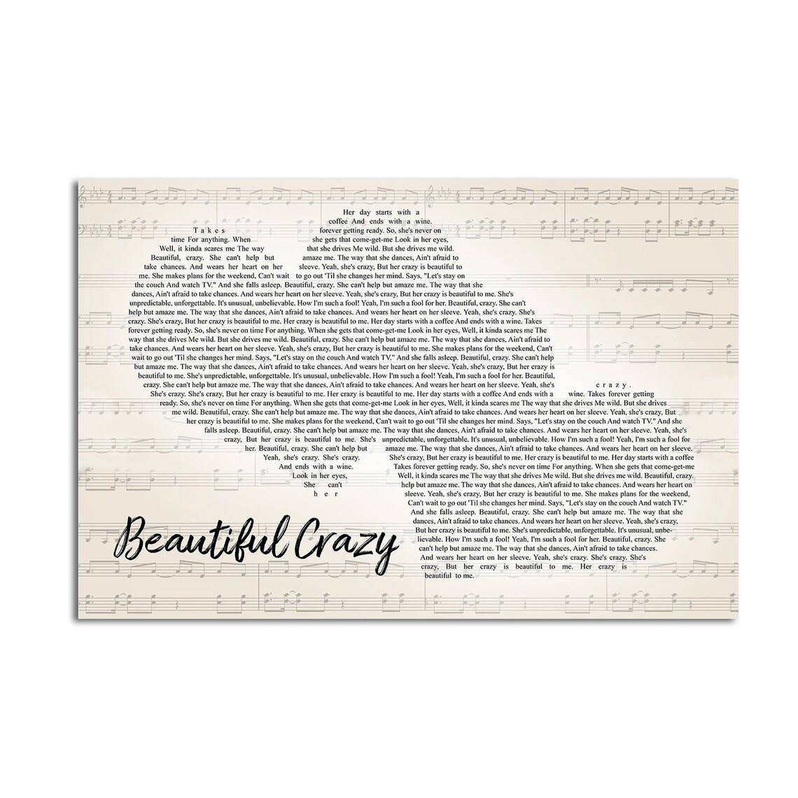 Beautiful Crazy Poster Beautiful Crazy Lyrics Poster Song | Etsy