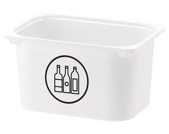 Recycler | Bouteilles en verre | Bouteilles de vin | Bouteilles | Recycler | Étiquette d’organisation à domicile | Étiquettes en vinyle | Trofast Variera Kuggis Ikea | Organiser