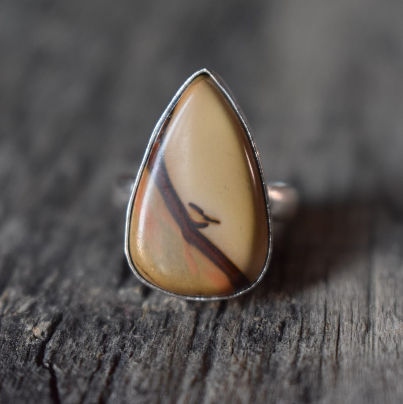 Statement ring gift for her Code 41 925 sterling silver ring Jasper silver ring jasper ring Polychrome jasper ring
