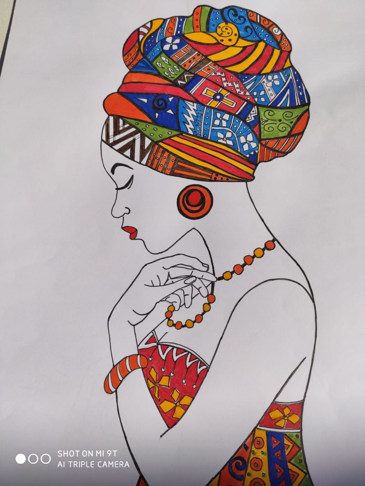 Beautiful African Woman Painting Original art Ink On Paper Etsy