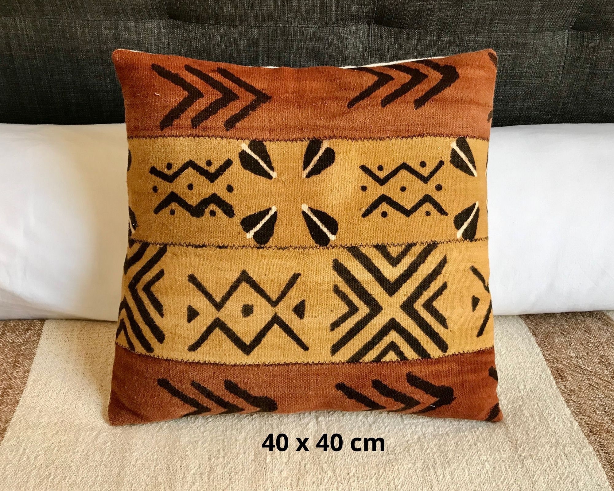 Housse de Coussin en Tissu Bogolan Du Mali - Fait Main