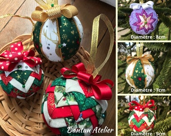 Handmade fabric Christmas baubles 3 sizes available