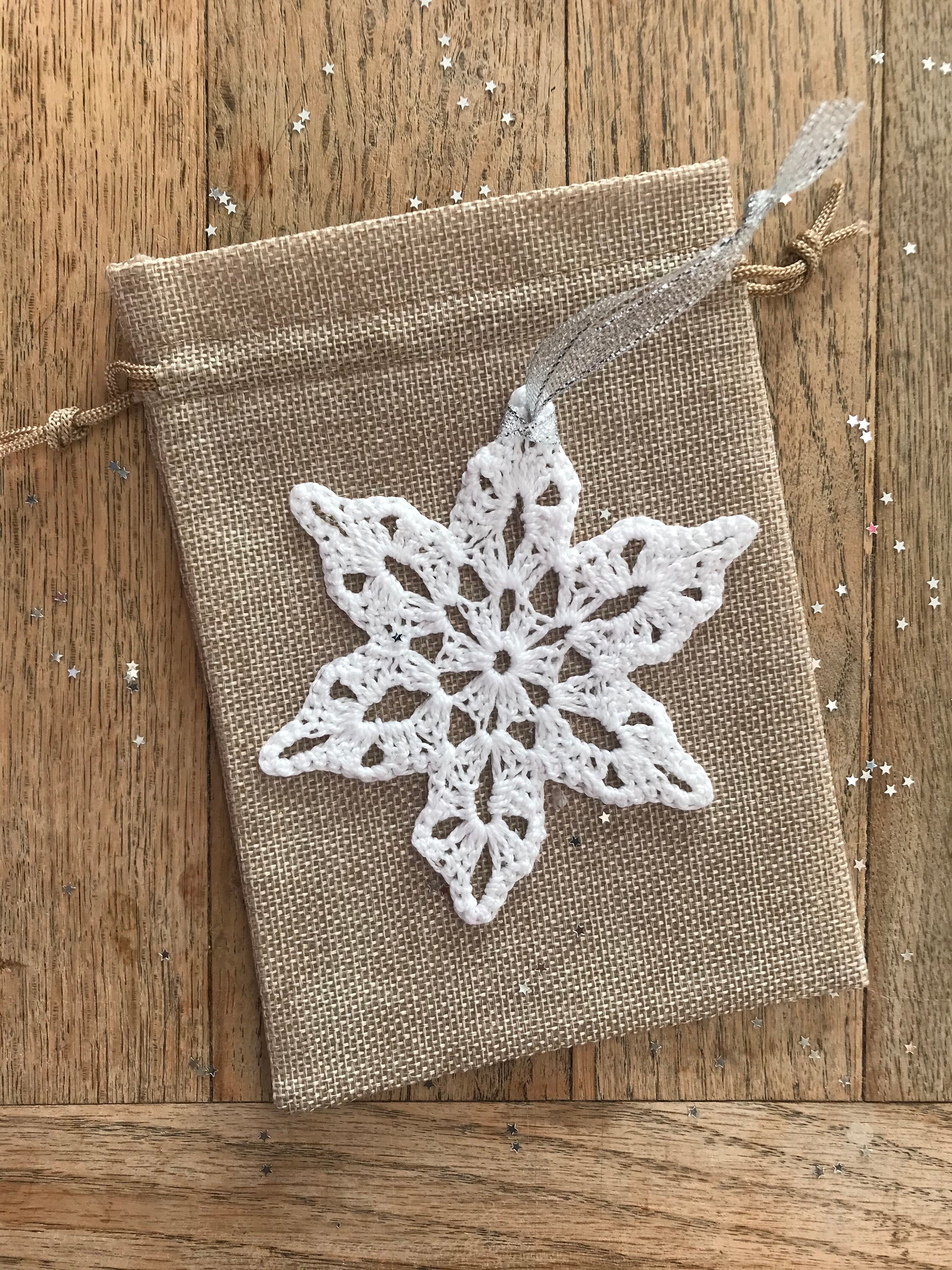 Flocon de Neige Fabriqué Main Crochet