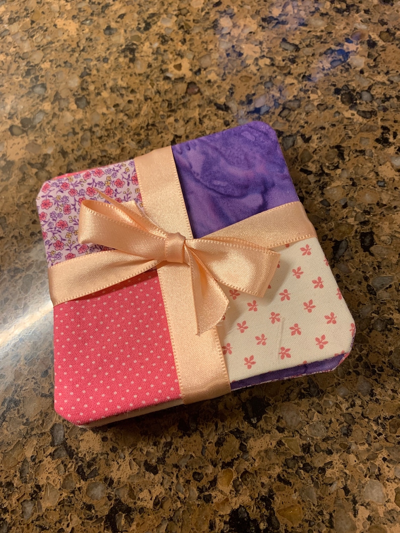 Fabric Drink Coasters, Set of 4. 100 Cotton, Washable, Reversible. Etsy