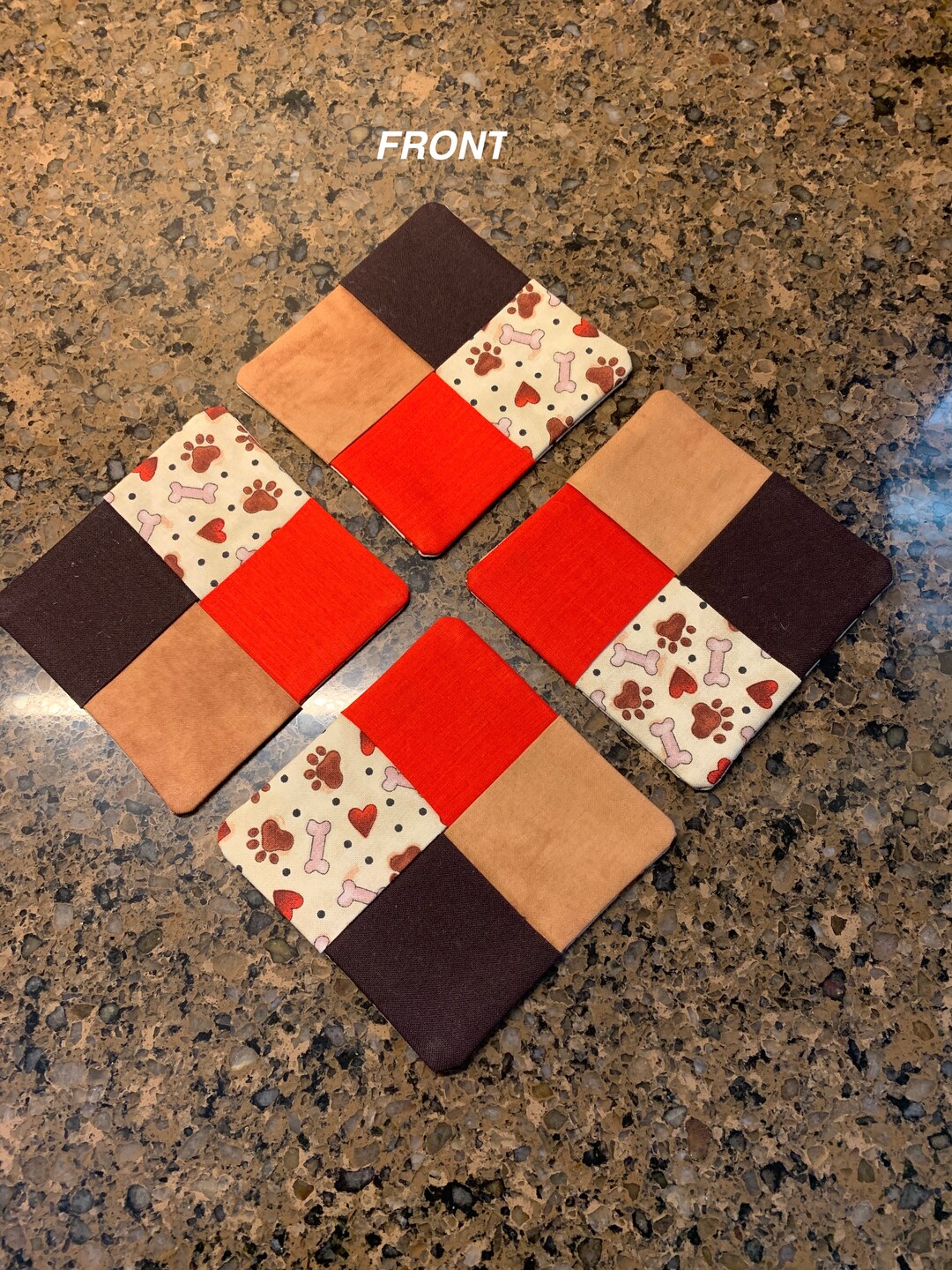 Fabric Drink Coasters, Set of 4. 100 Cotton, Washable, Reversible. Etsy