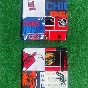 Chicago Sports fabric drink coasters, set of 4. 100% cotton, washable, reversible