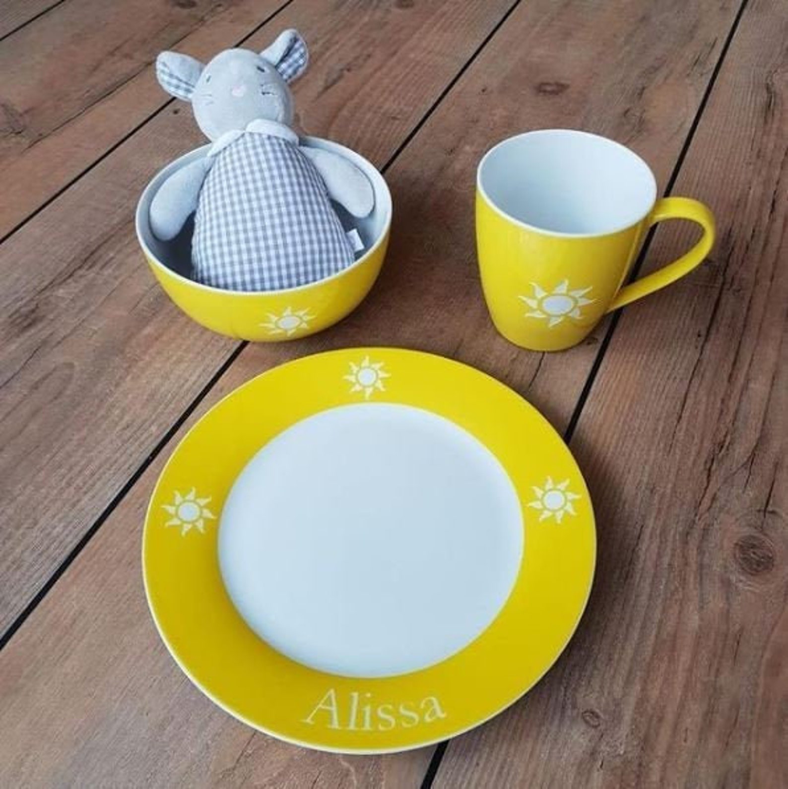 Personalized children's tableware set of plates cereal Etsy