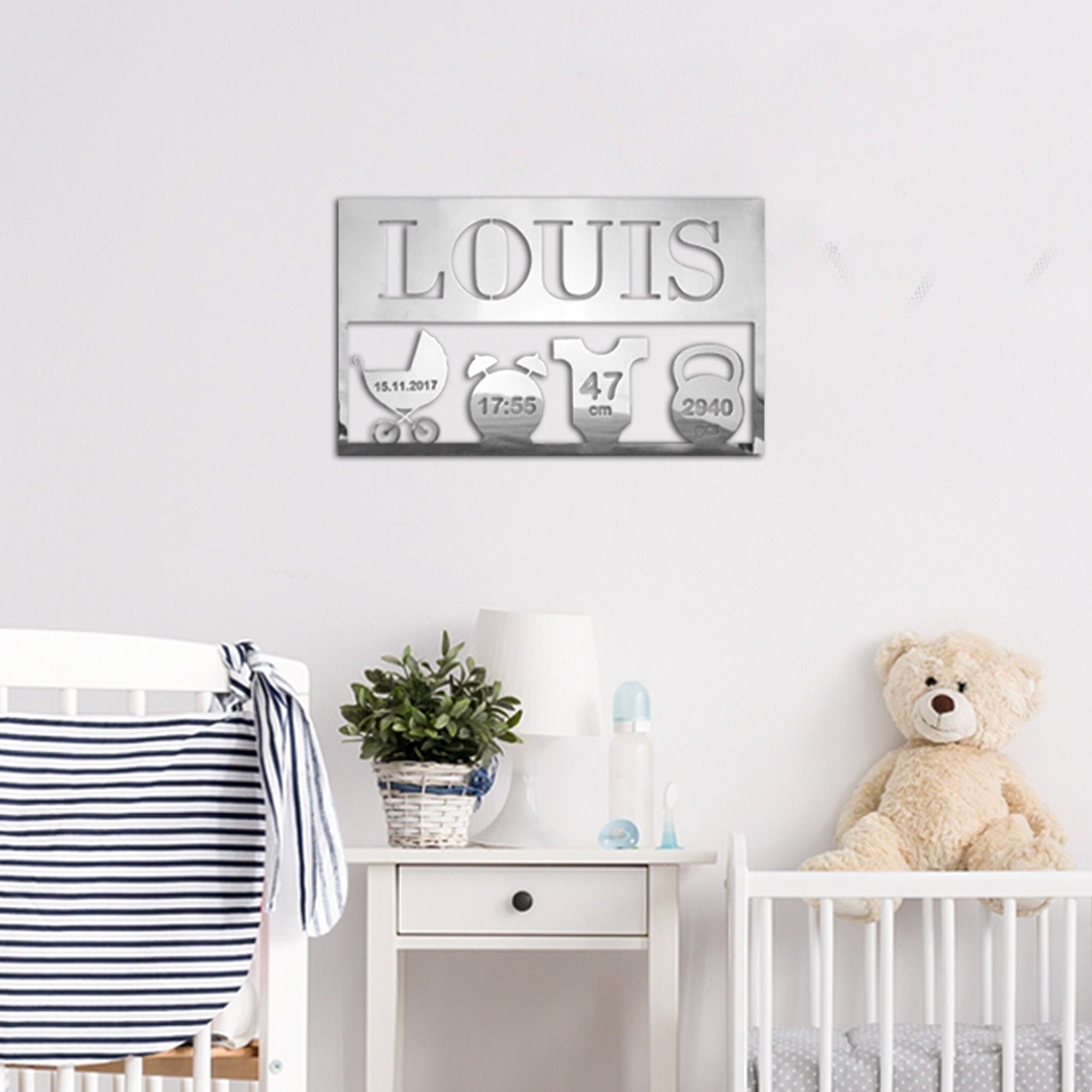 Plaque Naissance en Métal Personnalisé, Cadeau Bébé