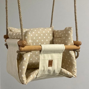 Wooden Swing,Baby Swing,first birthday gift,High back swing,toys,baby fabric swing,Outdoor Indoor Swing, Baptism Gift,Hammock,toddler swing