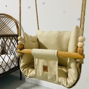 Wooden Swing,Baby Swing,first birthday gift,High back swing,toys,hammock baby swing,Outdoor Indoor Swing, Baptism Gift,Hammock,toddler swing
