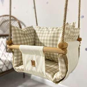 Wooden Swing,Baby Swing,first birthday gift,High back swing,toys,hammock baby swing,Outdoor Indoor Swing, Baptism Gift,Hammock,toddler swing