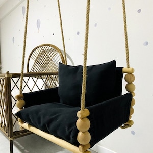 Dea Dia Wooden Swing,,Wooden Swing,Swing,Outdoor Indoor Swing,Swing,Chair, Hammock,Kids Swing, baby swing,swing,cotton