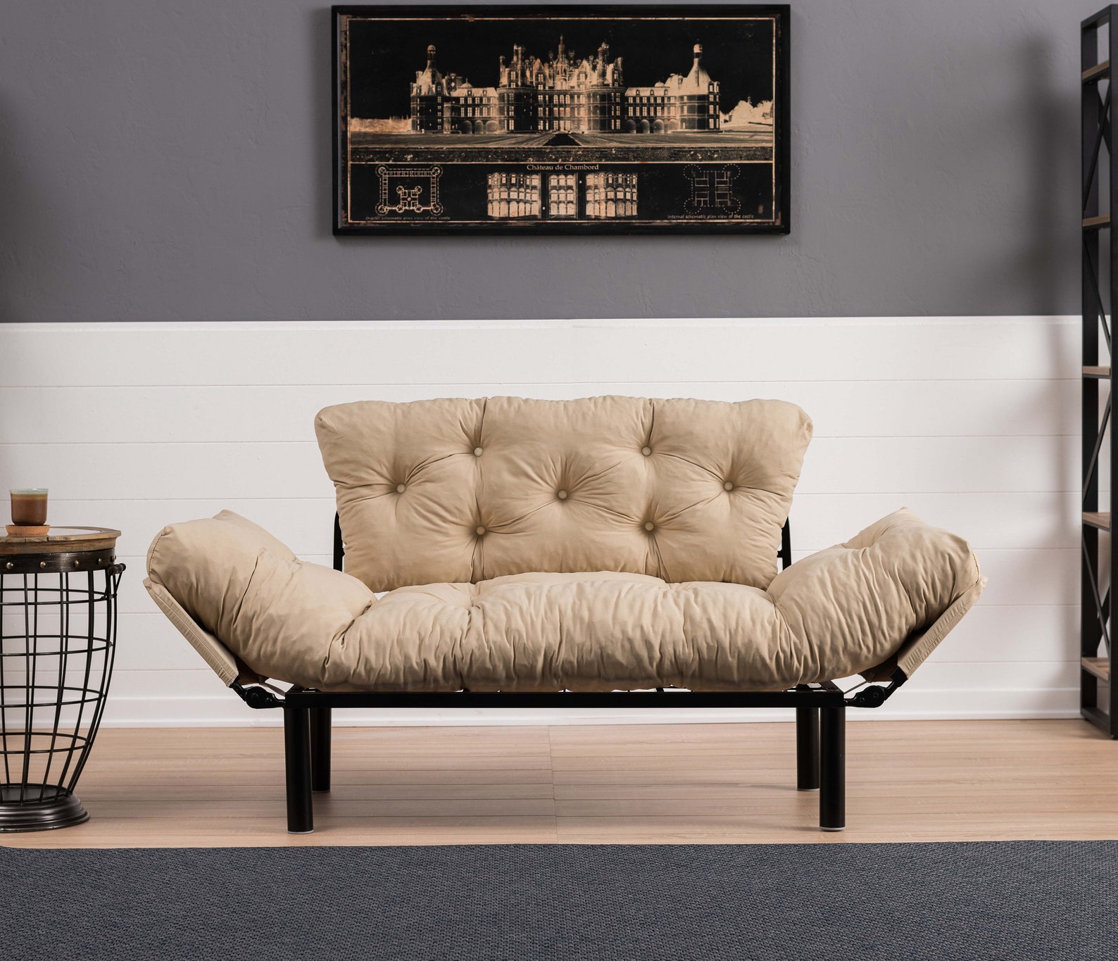 Nitta Loveseat Daybed Sleeper Sofa Fabric Sofa Cream Etsy