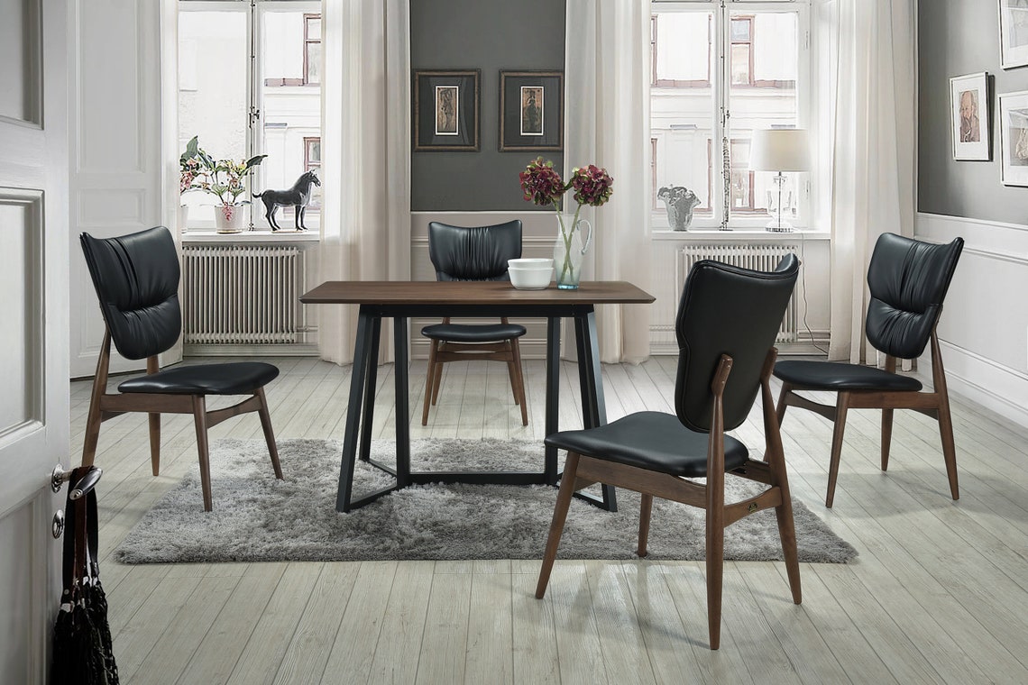 MCM Set of 4 Mid Century Leather Dining Chair Dining Room | Etsy