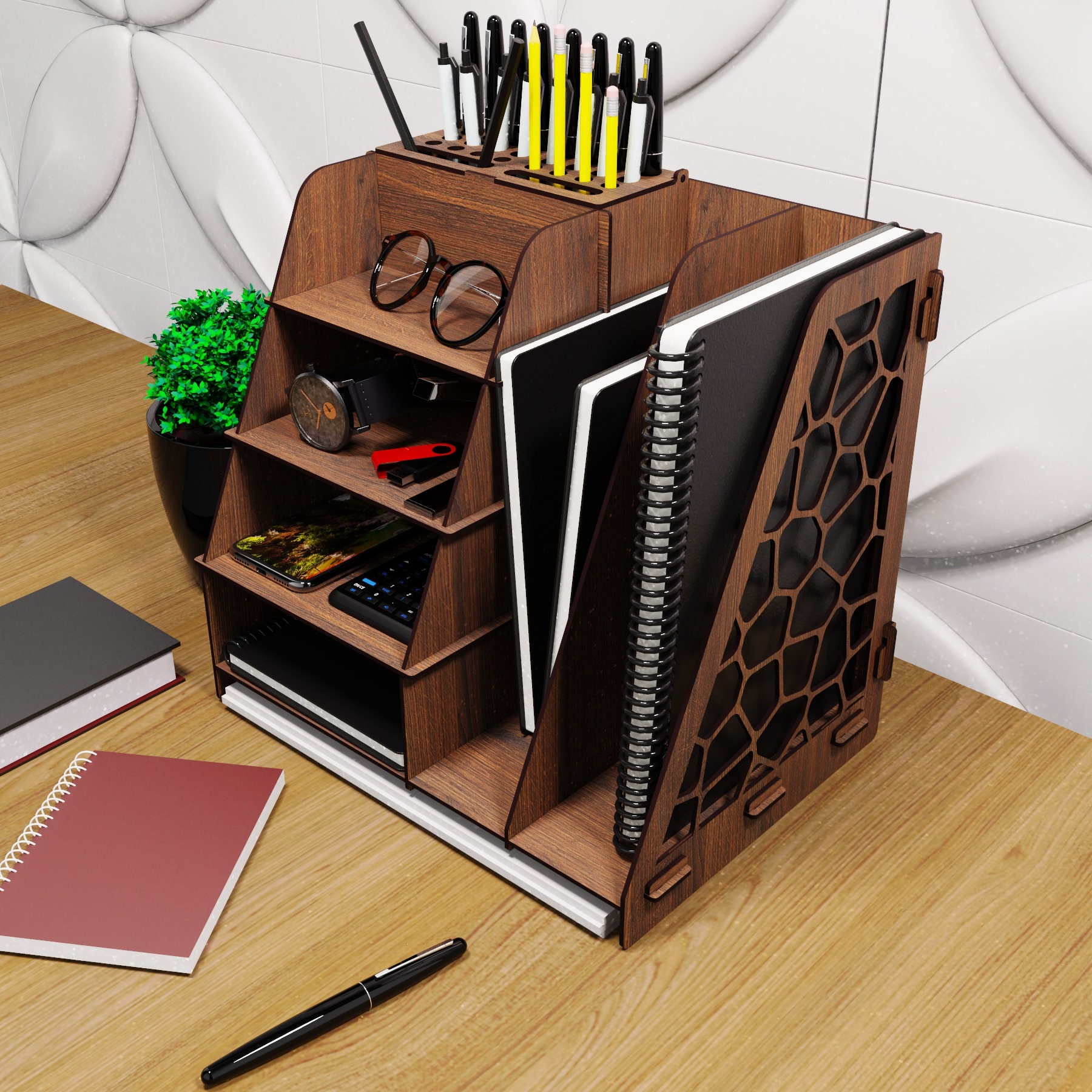 Desk Organize,Table Organize Office Supply Wooden Display Rack Docume…