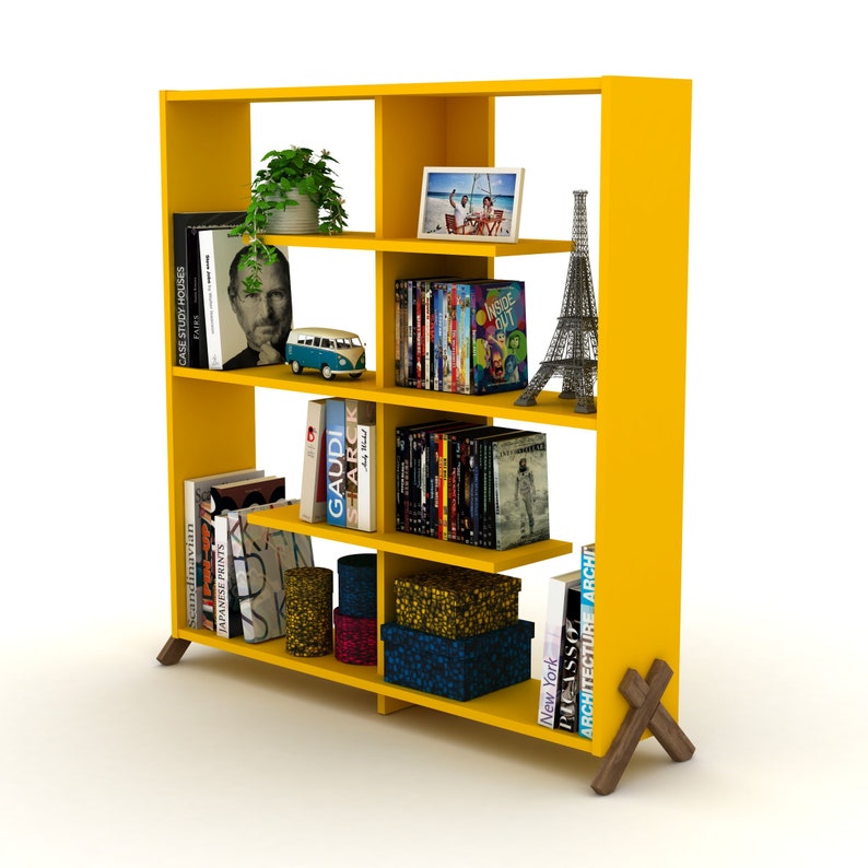 Bookcase Bookshelves Wood Bookcase Gift for Her Modern Etsy
