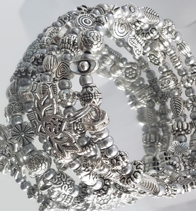 Memory Charm Bracelet, Minimalist Stacking Bracelet, memory wire wrap bracelet Boho Jewelry Gold or Silver image 7