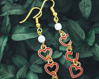 Everyday Triple Heart Earrings,  Dainty Heart Earrings