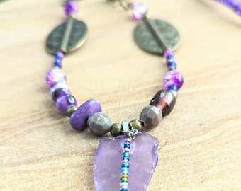 Purple Sea-glass Pendant Necklace