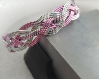 Triple Strand Braided Wire Wrap Bracelet -Wire Weave Bracelet - X's and O's Silver and Black -Gift- Valentine Gift