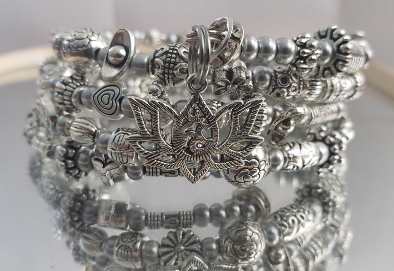 Memory Charm Bracelet, Minimalist Stacking Bracelet, memory wire wrap bracelet Boho Jewelry Gold or Silver image 4