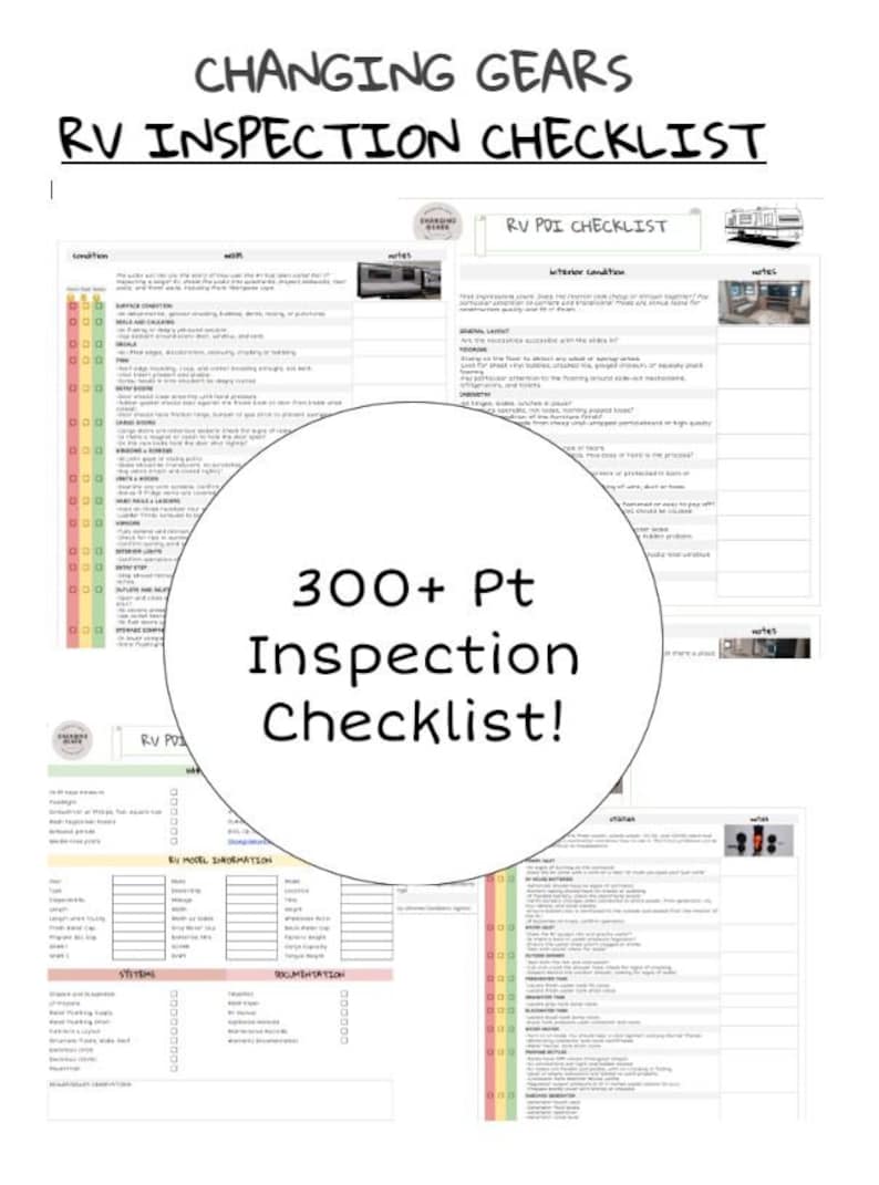 RV PDI Inspection Checklist Etsy