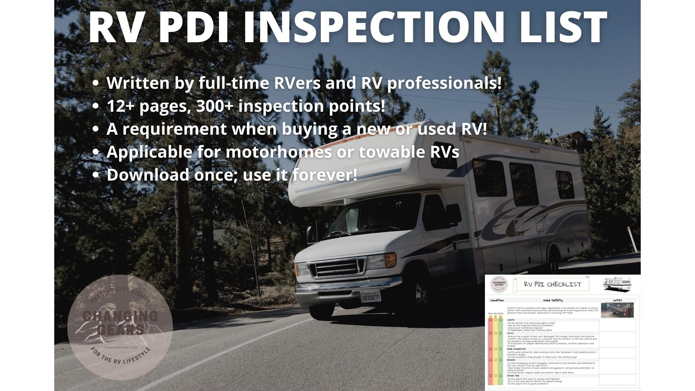 RV PDI Inspection Checklist Etsy