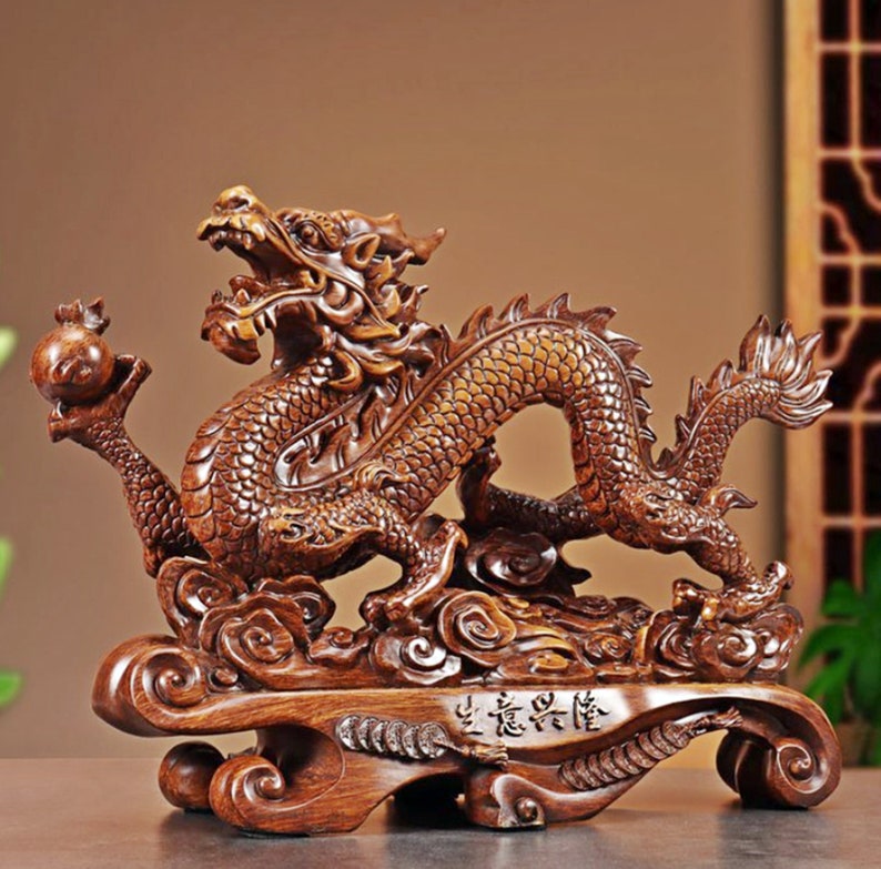 Lucky Brown Dragon Figurines, Chinese Dragon Statue, Japanese Dragon