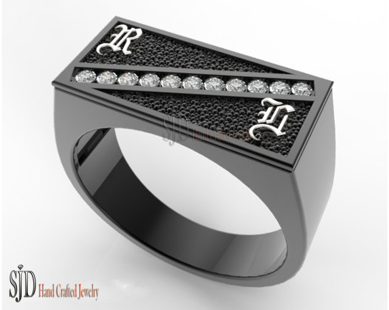 Men's Custom Ring With Letter Personalized Men's Etsy