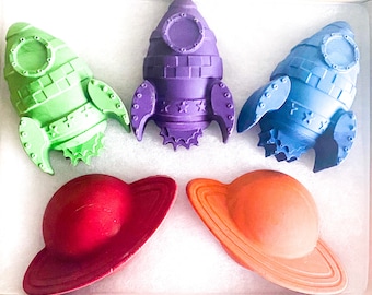 Space crayon set - rocket crayons - planet crayons - gift ideas - crayon gift