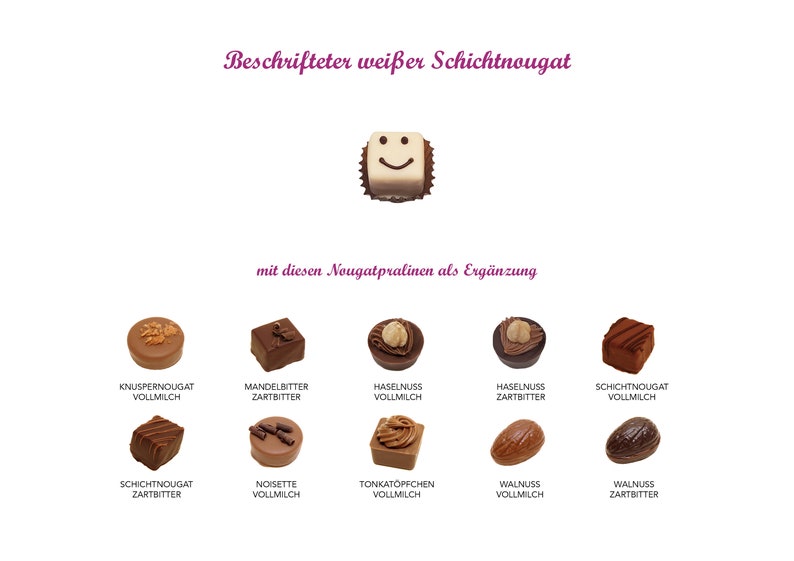 Individuell beschriftete Pralinen Nougat