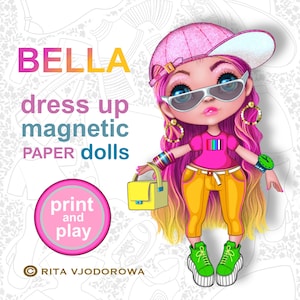 A4 印刷可能なマグネット紙ドレスアップ人形。BELLA