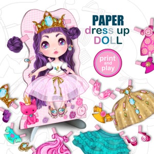 2x A4 Princess Printable Paper Dress Up Doll