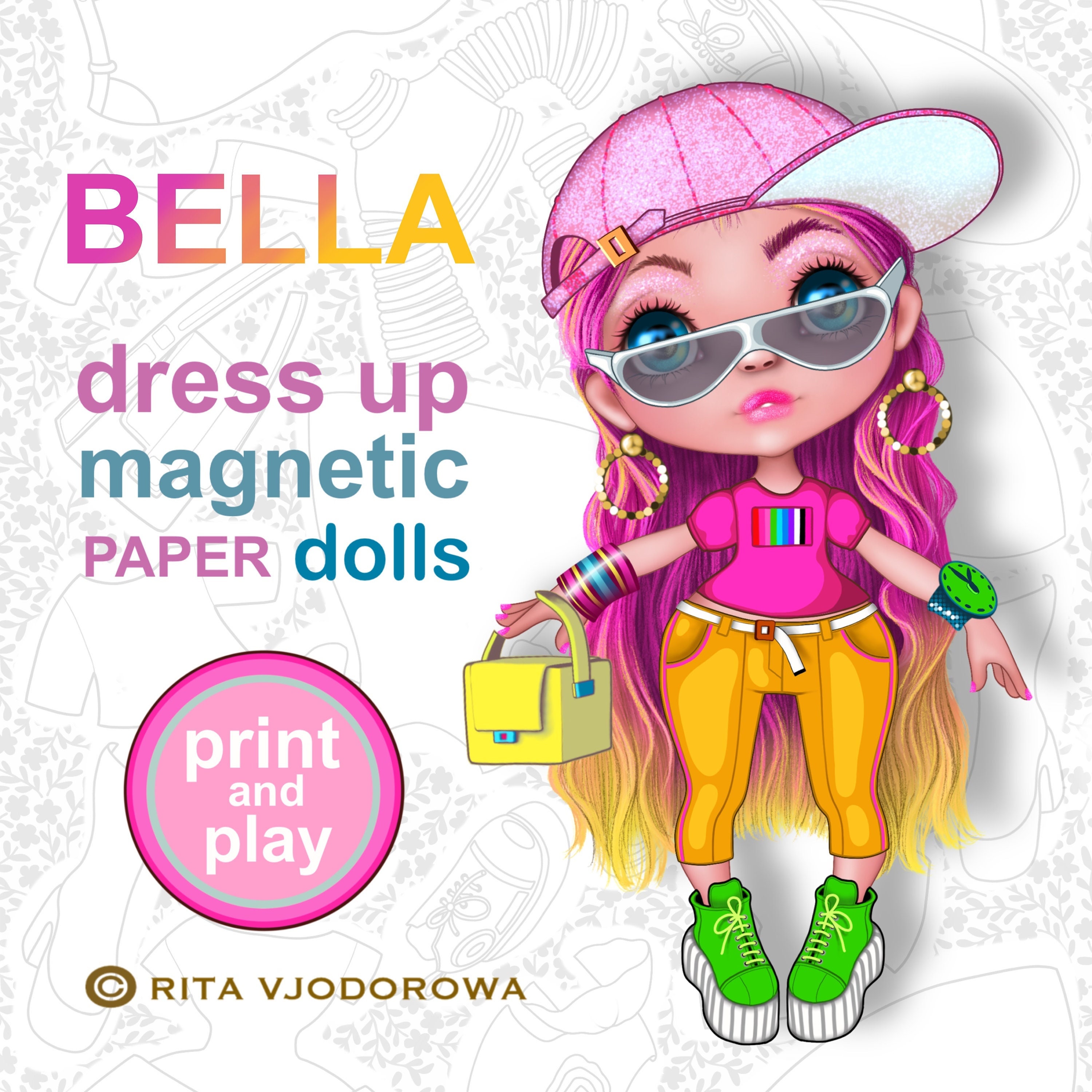 Lisa Frank Wooden Doll Magnetic Paper Dolls in Box No Lid Dress Up