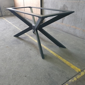 TABLE FRAME 4V with reinforcing frame for stone and marble slabs. Table runners made of metal, heavy-duty table legs, cross frame, dining table image 5