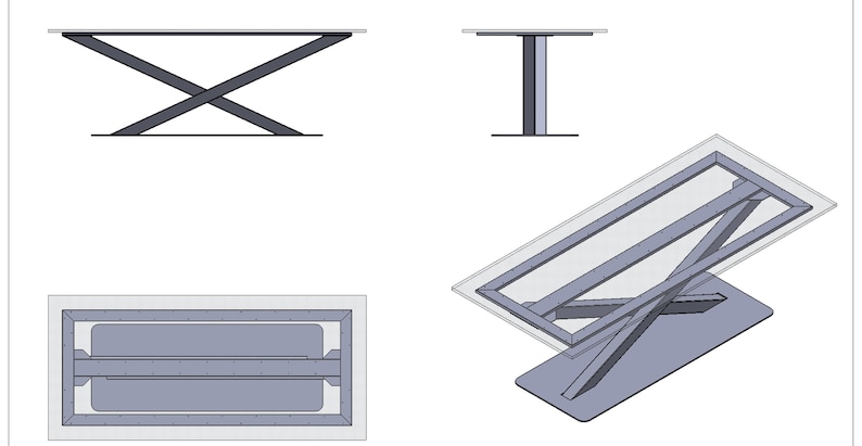 TABLE FRAME X shape with base plate Heavy duty table frame, cross frame, table legs, table frame, table base image 9