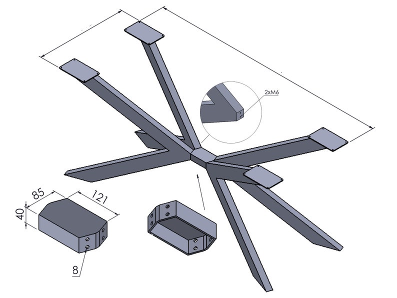 CADRE DE TABLE 4V chemins de table pied de table robuste cadre croisé étoile araignée image 9