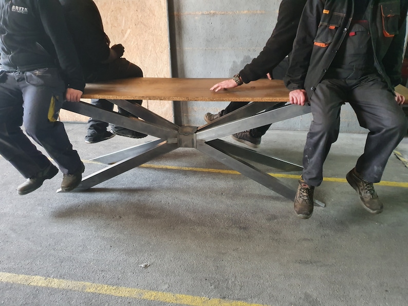 MARCO DE MESA 4V con marco de refuerzo para losas de piedra y mármol. Caminos de mesa de metal, patas de mesa resistentes, estructura transversal, mesa de comedor imagen 6