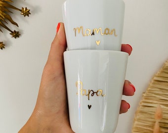 Lot de 2 tasses Papa & Maman , possibilité de personnalisation