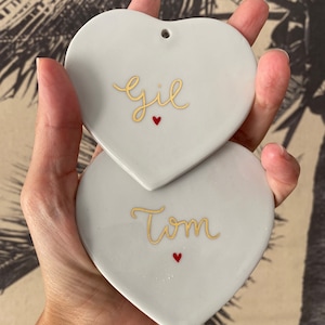 Personalized porcelain hearts