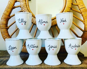 Porcelain egg cup to personalize individually