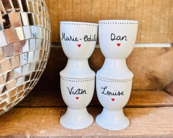 LOT de 4 Coquetiers en porcelaine à personnaliser